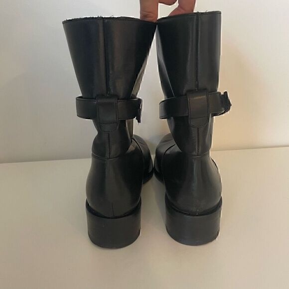 DOROTHEE SCHUMACHER Boots Black Leather Gold Biker Size EU 41 US 9.5 - Picture 5 of 12